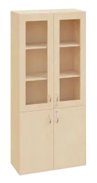 SPO 32 skříň 4-dveřová, 2x sklo lamino - bříza irská